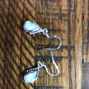 Opal and sterling silver drop earrings
